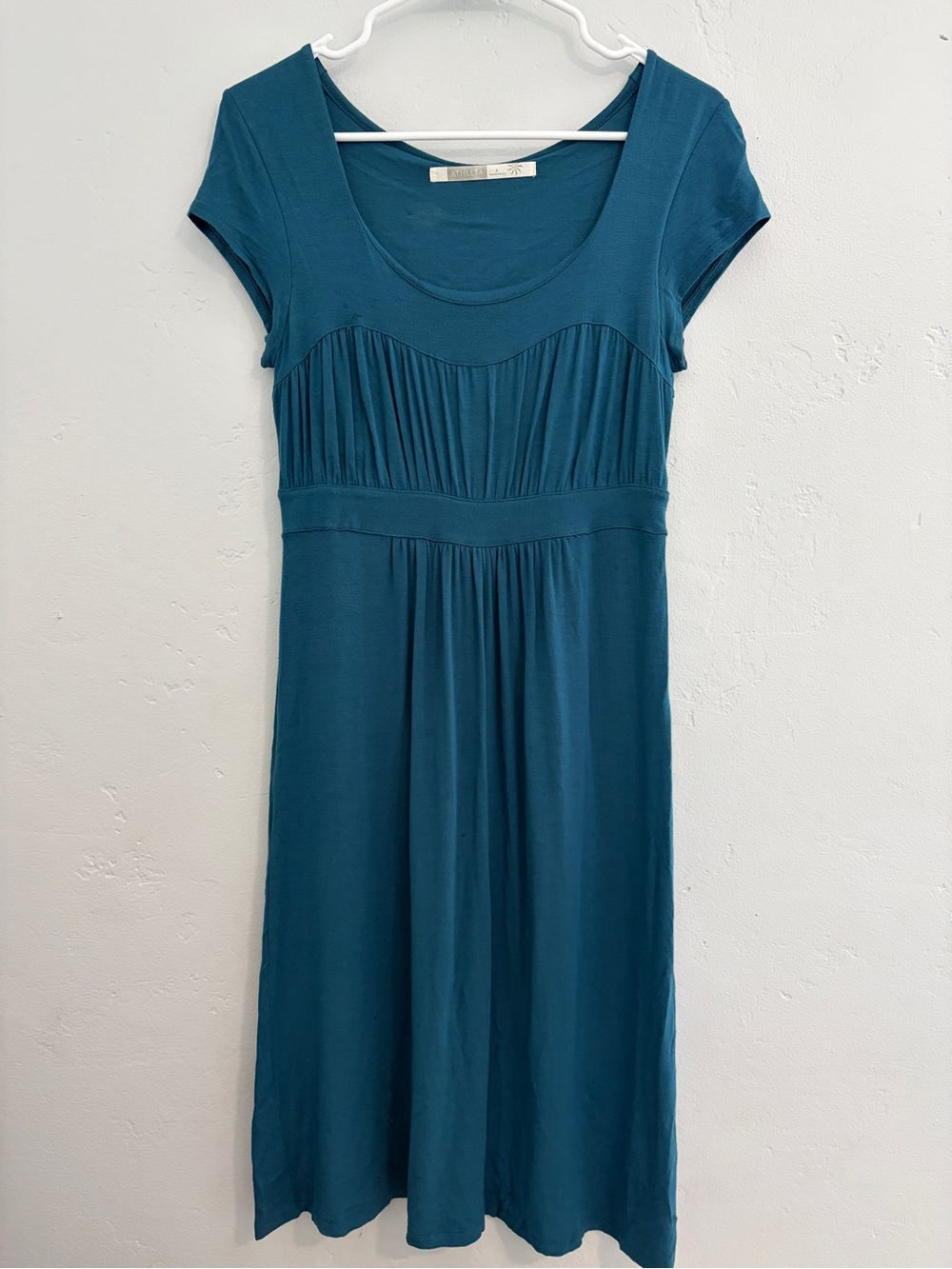 Athleta Teal Scoop Neck Empire Waist Dress - Women's Casual